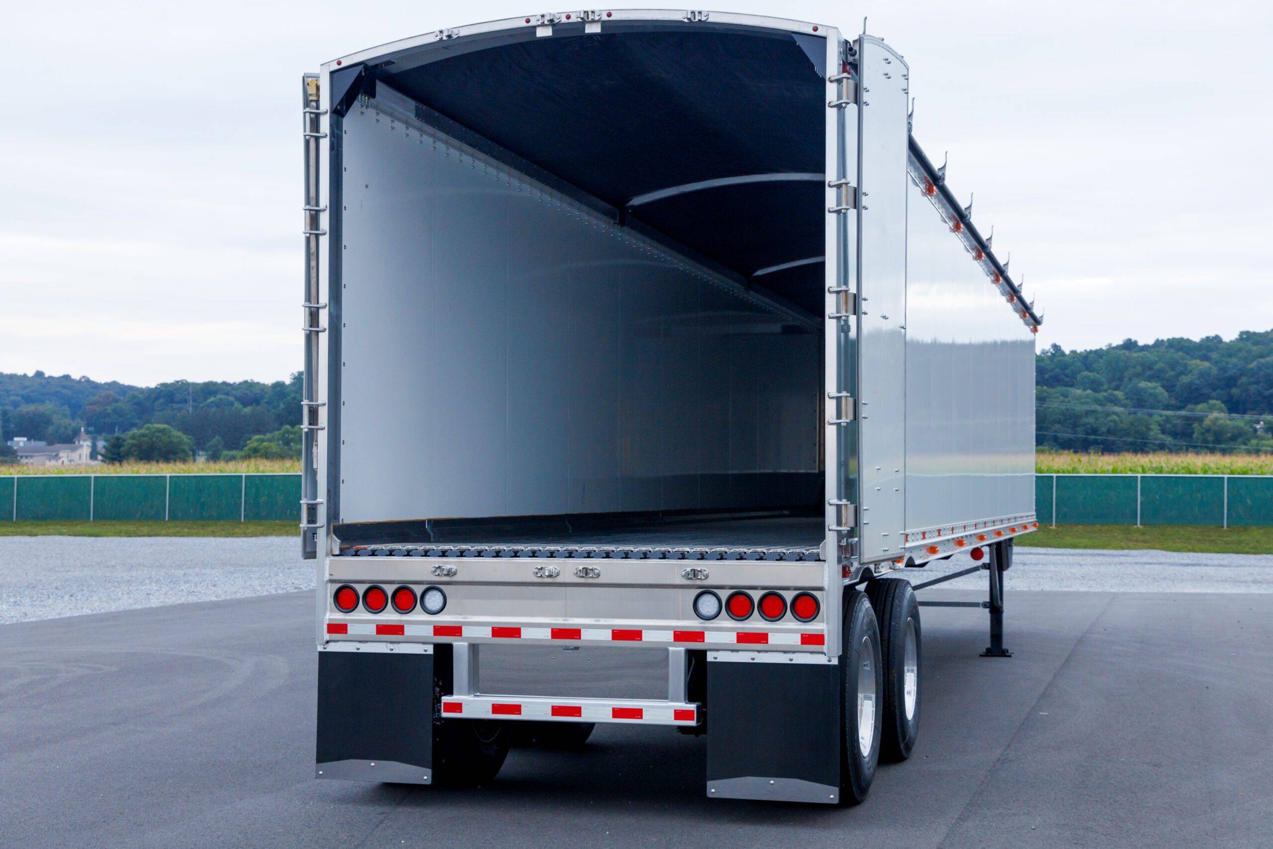 back of open trailer